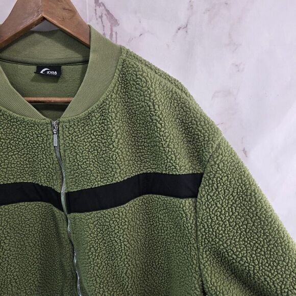 Zyia Jacket Womens 3X 3XL Green Black Bomber Teddy Sherpa Fuzzy Varsity - Picture 11 of 12